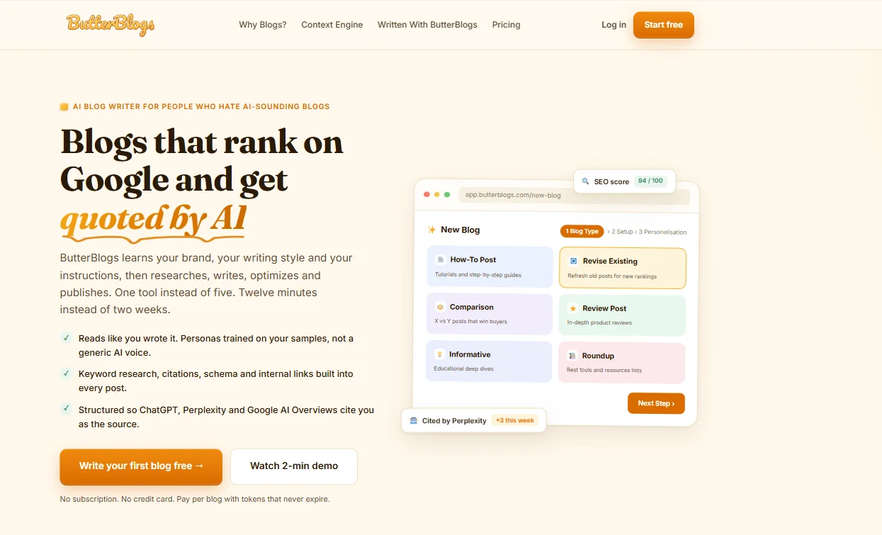ButterBlogs-Hero-Home - Best AI Blog Writing Software in 2026
